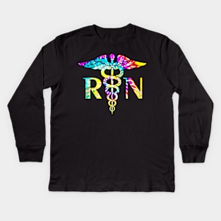 Lovely RN Registered Nurse Tie Dye Kids Long Sleeve T-Shirt